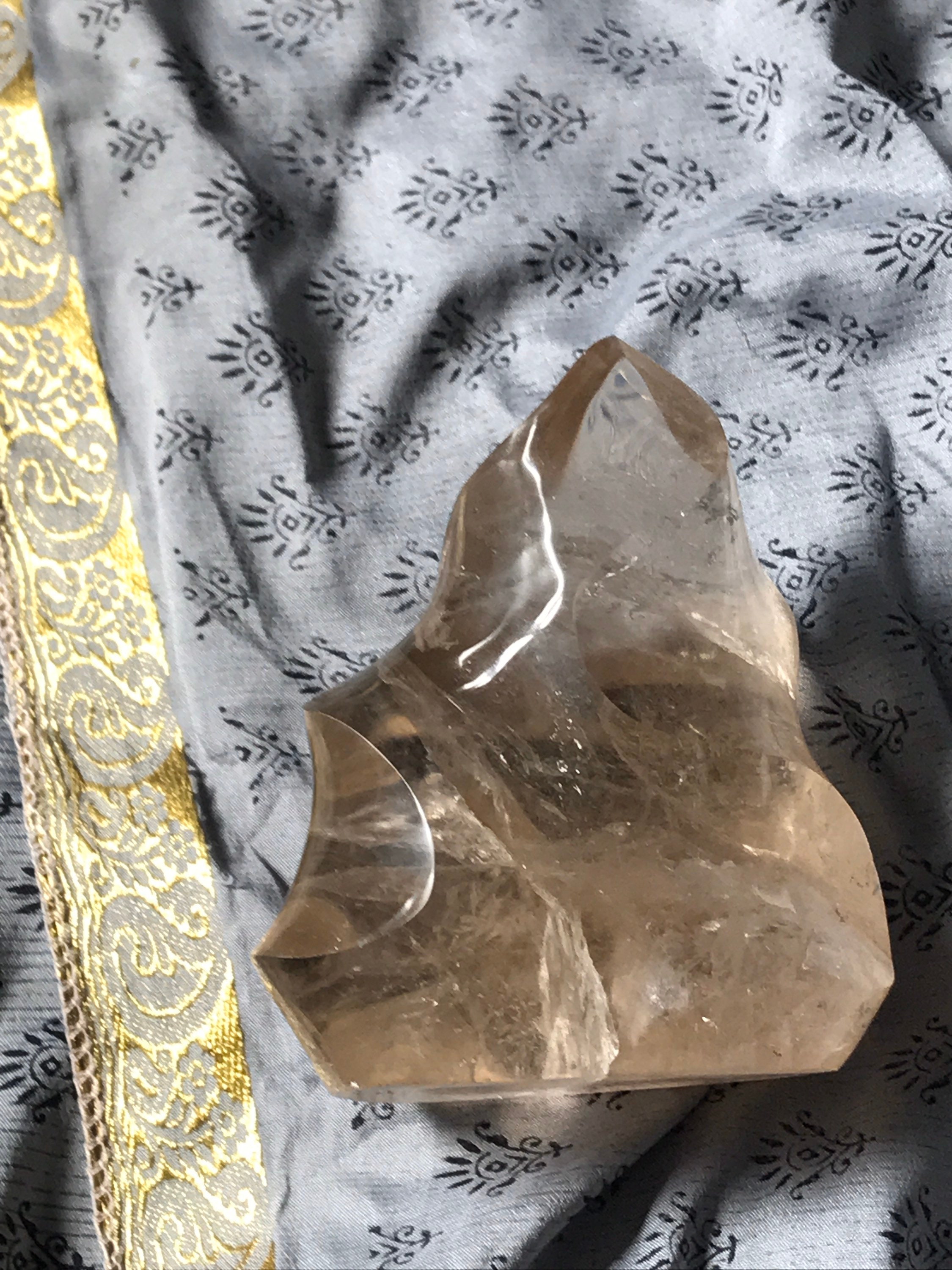 Smoky Quartz Flame Hand Carved Chakra Reiki Healing Crystal Etsy