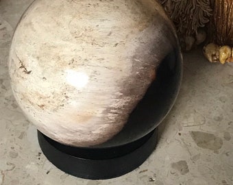 Large Fossil Wood Sphere, Petrified Wood Crystal Ball  Polished 10cm Healing Crystal Home Decor Statement Piece