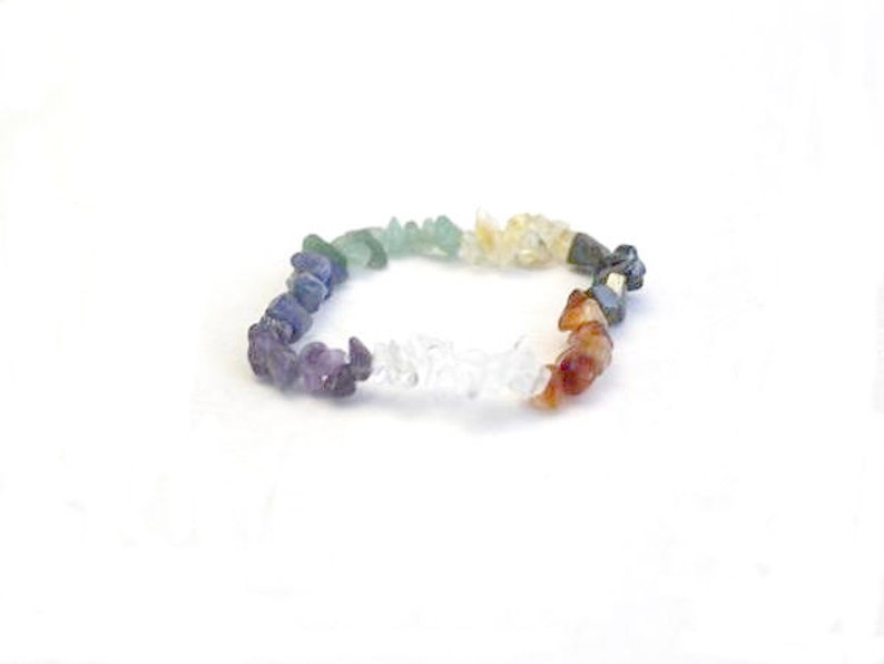 Elasticated Stretch Stacking Reiki Healing Stone Gift Idea Chakra Multicoloured Gemstone Chip Bead Bracelet