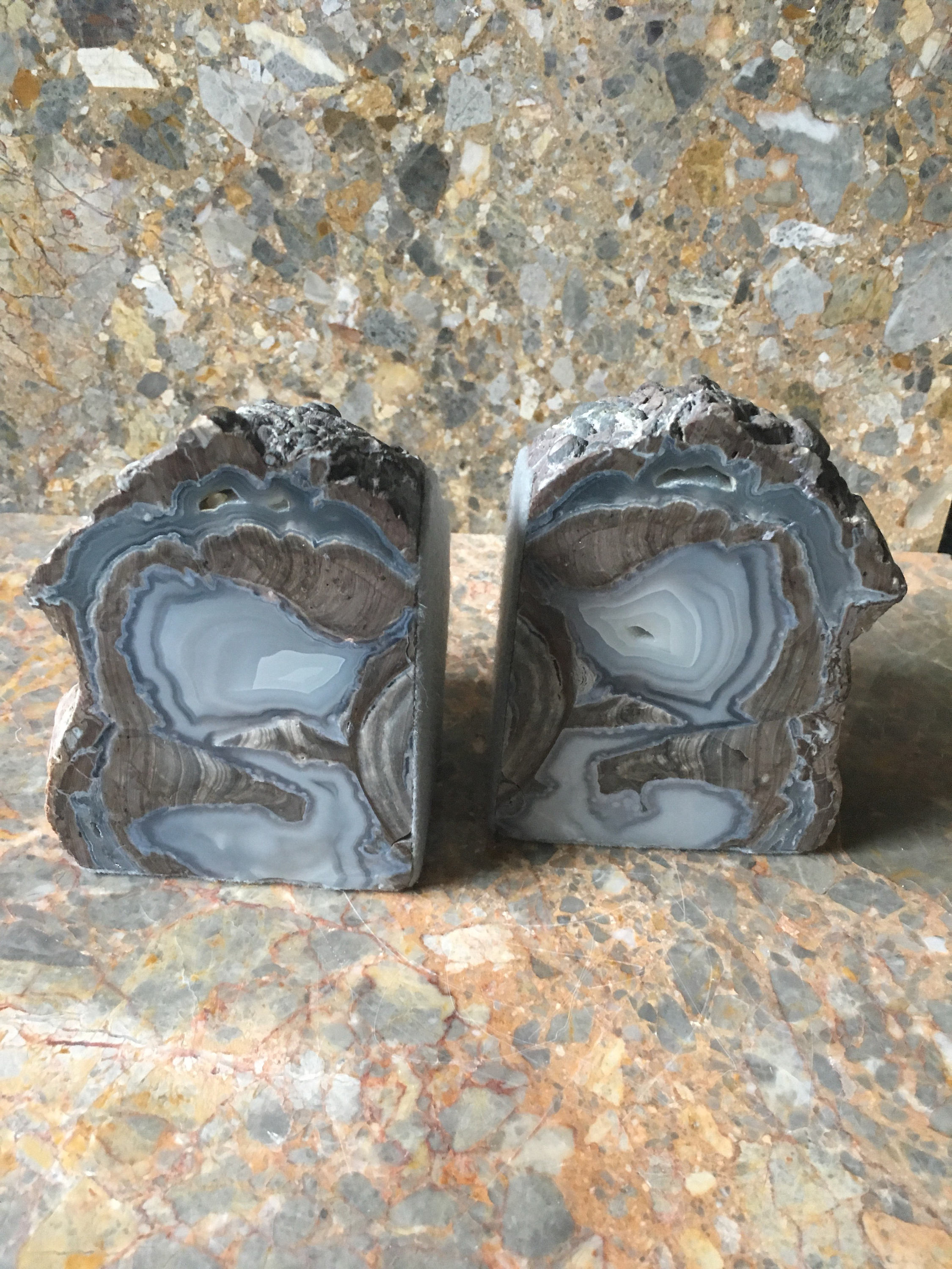 Dugway Geode, Paire de Serre-Livres, Superbes Motifs, Reiki Cristal, Grand Cadeau Pour Un Amateur Li