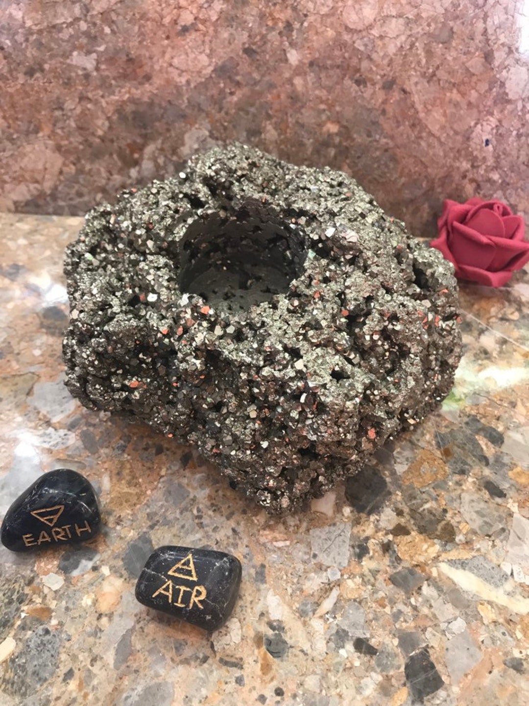 Natural Pyrite Tealight Candle Holder Iron Pyrite Fools Gold Etsy