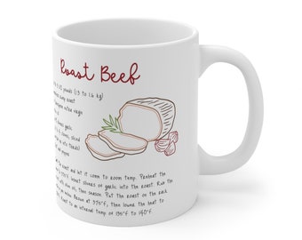 Roast Beef Recipe Mug, Home Decor, Kitchen Gift or Housewarming, Ceramic Mug 11oz