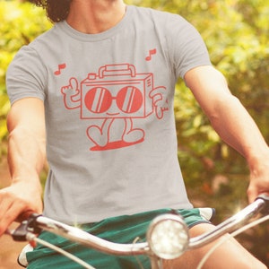 Retro Radio Man Shirt Retro Stijl Shirt Boombox Vintage Stijl Tee Unisex Jersey Korte Mouw Tee