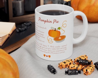 Pumpkin Pie Coffee Pie, Kitchen Gift, Recipe, Ceramic Mug 11oz