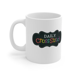 Taza de café de punto de cruz diaria, regalo de punto de cruz contado, regalo para punto de cruz, taza de cerámica 11oz