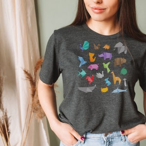 Origami Animals Shirt Animal Lovers T-Shirt Men or womens Short Sleeve Tee