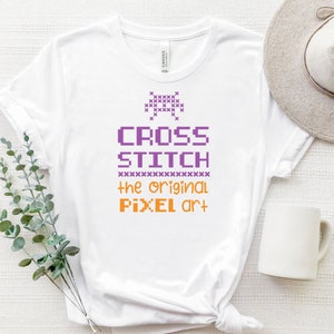 Cross Stitch the Original Pixel Art T-Shirt, Counted Cross Stitch Shirt, Xstitch Gift, Unisex Jersey Short Sleeve Tee