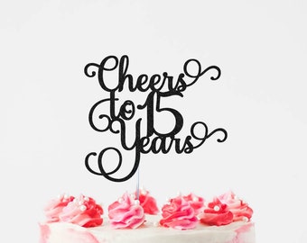 Happy 15th Birthday Cake Topper - 15 Years Blessed Glitter Gold Cake Decor For Teen Party - View #7