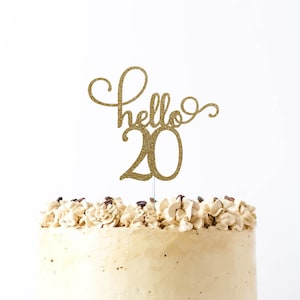 hello 20 cake topper, happy 20th birthday cake topper, happy 20th party décor, happy birthday, 20th birthday décor, twenty birthday topper