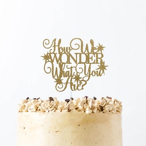 how we wonder what you are cake topper, gender reveal cake topper, baby shower cake topper, twinkle twinkle little star decor, baby shower