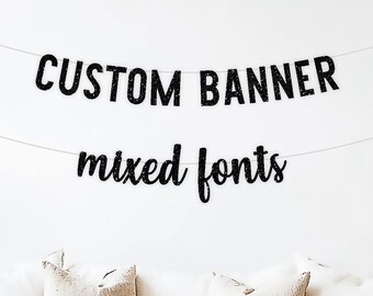 Custom Personalized Banner, Two Line Glitter Party Banner, Custom Name Birthday Decor, Baby Shower Banner, Bridal Shower Sign