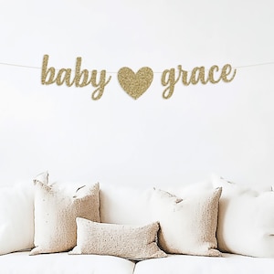 Banner para baby shower, banner con nombre de bebé, banner con apellido, anuncio de bebé, decoración para baby shower, banner personalizado, letrero de banner para bebé personalizado