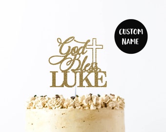 God Bless Cake Topper, Baptism Cake Topper, Christening Cake Topper, Holy Communion Cake Topper, Custom Baptism, any name