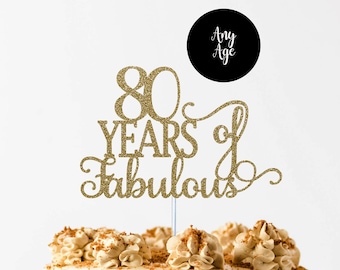 Gyufise 80. Geburtstag Kuchen-Topper – Glitzerndes Set „Cheers To 80 Years“ – 3 Stück, 15x19 Cm, Partydeko