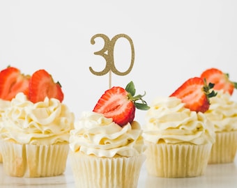 30 Cupcake toppers birthday, thirty cupcake toppers, 30th birthday decorations, 30th birthday party, birthday decorations, party supplies