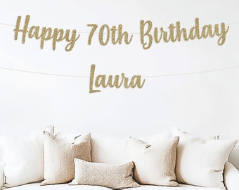 Happy 70th Birthday Banner, personalized name, 70th birthday party decorations, 70th birthday gift, 70th birthday, 70th birthday, 70 years