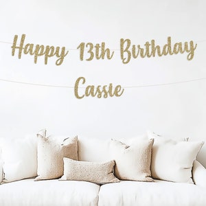 Happy 13th Birthday Banner, personalized name, 13th birthday party decorations, 13th birthday gift, 13th birthday, 13th birthday, 13 years