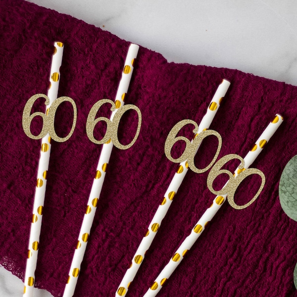 60th Birthday Straws, 60th Birthday Decor, Happy 60th Birthday, 60 Birthday Straws, sixty birthday straw, 60th Birthday Supplies, 60 years