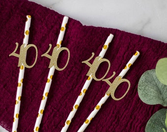 40th Birthday Straws, 40th Birthday Decor, Happy 40th Birthday, 40 Birthday Straws, forty birthday straws, 40th Birthday Supplies, 40 years