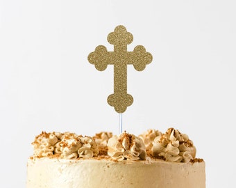 Cross Cake Topper - Glitter Cross Cake Topper - Baptism Cake Topper - Christening Cake Topper - First Communion Cake Topper - God Bless