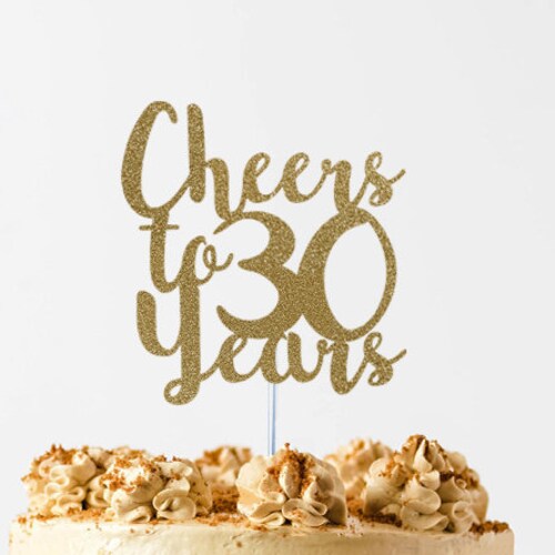 30th Hello Thirty , Happy 30th Birthday Cake Decor, Dirty 30 Party Decorations, Silver Glitter Cake Topper
