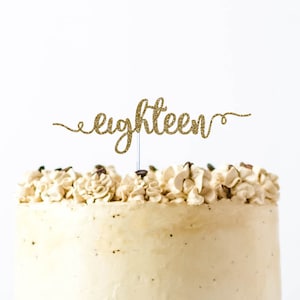 eighteen cake topper, happy 18th birthday cake topper, 18th birthday party, eighteen years old, happy bithday, 18th party decor, birthday