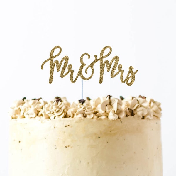 Personalized Mr & Mrs Glitter Cake Topper, Mr and Mrs Cake Topper, Wedding Cake Topper, Last Name Cake Topper, Custom Wedding Cake Topper