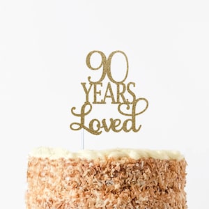 90 años amado Cake Topper, 90 cumpleaños Cake Topper, Happy 90th, Anniversary Cake Topper, 90 years loved