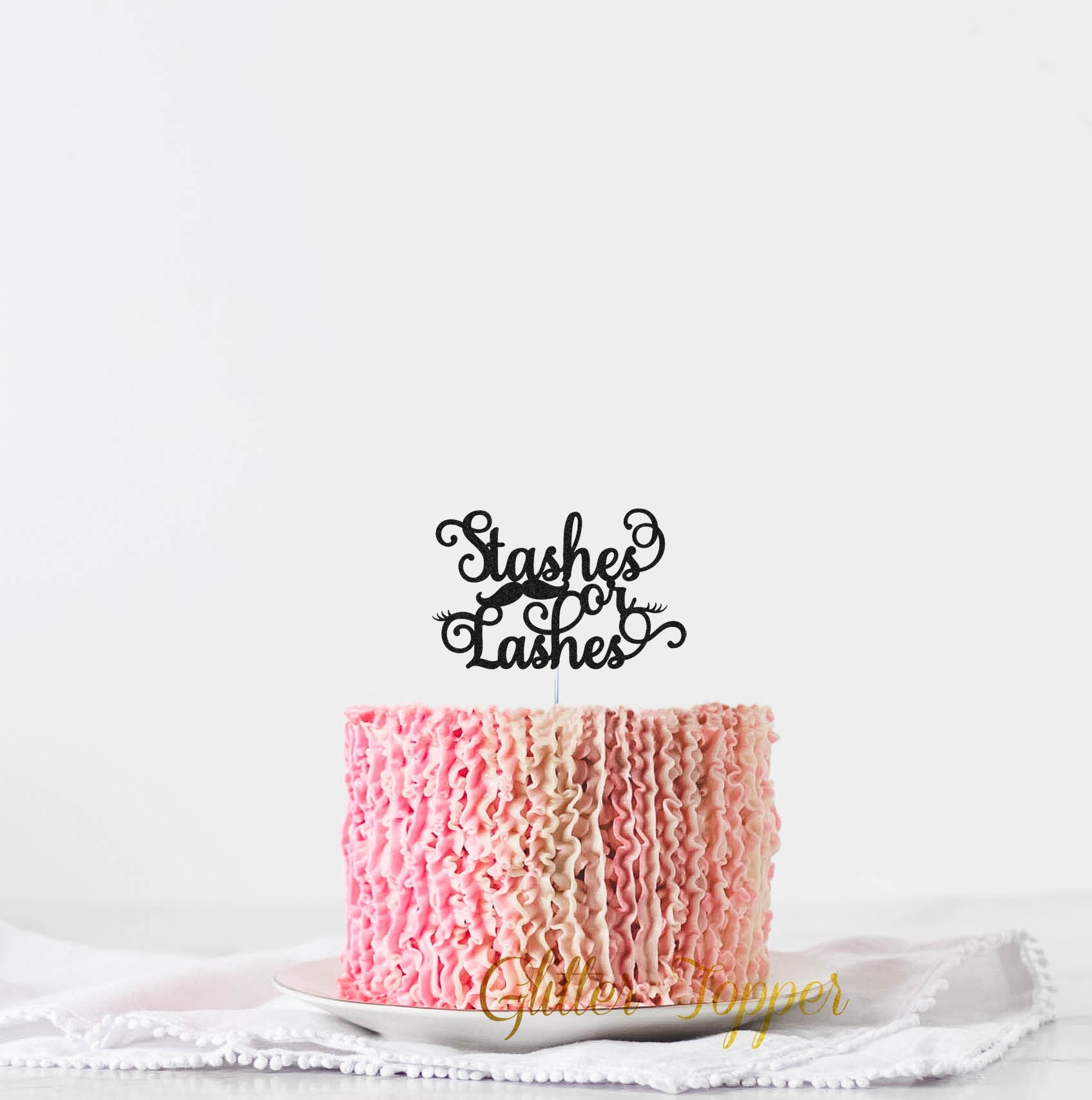 Stashes or Lashes Cake Topper Gender Reveal Cake Topper Baby Etsy