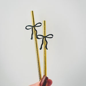 Black Bow Straws, coquette theme Decor, Bow theme Birthday, Pink bow Birthday Straws,  tying the knot straws, bridal shower pink bows, bows