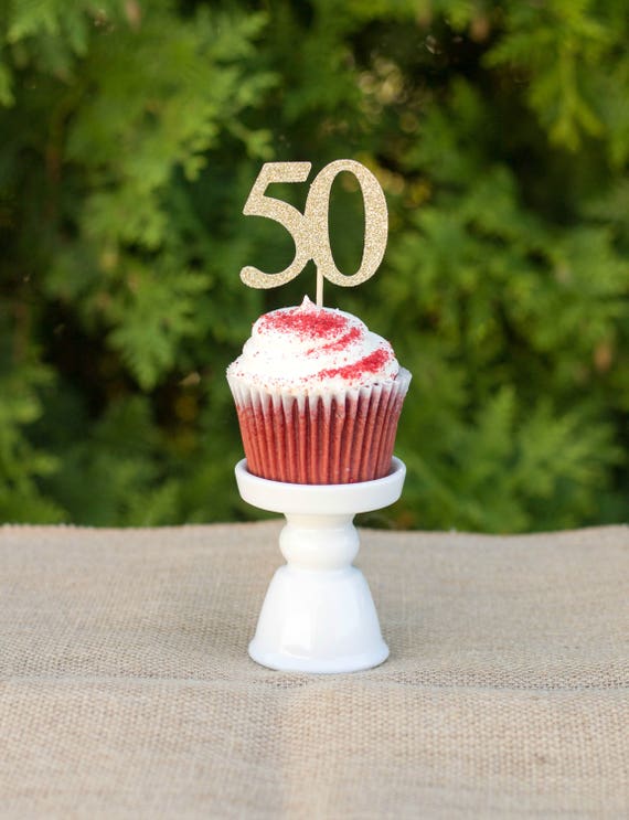50cupcake Toppers Birthday 50th Birthday Decorations Fifty Etsy