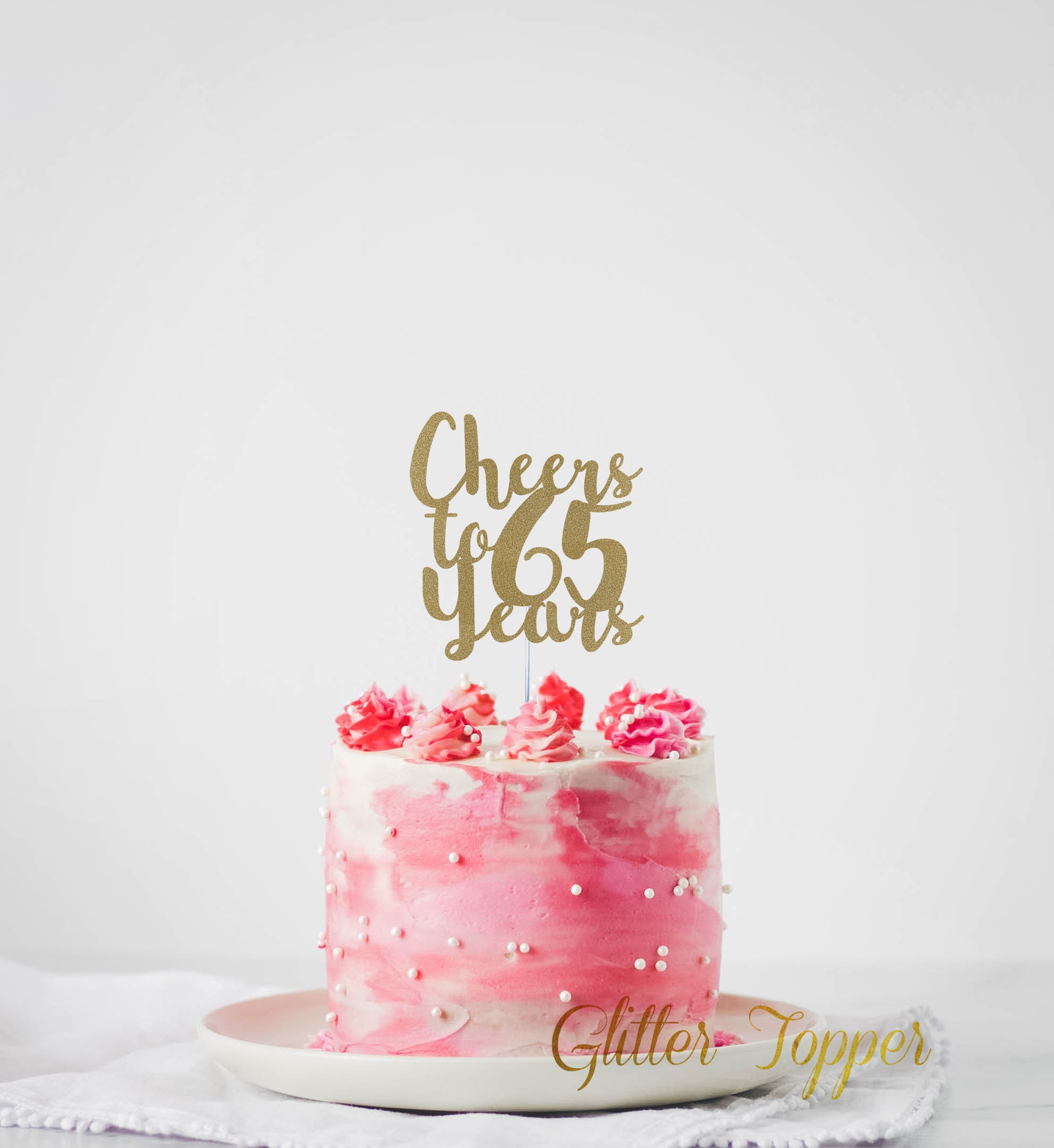 Atelier Elegance Cheers to 65 Years Cake Topper 65th Birthday Cake Topper 65 Sign 