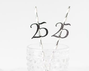 25th Birthday Straws, 25th Birthday Decor, Happy 25th Birthday, 25 Birthday Straws, twenty five birthday straws, 25th straws, 25 decor, 25th