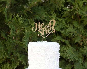 he or she cake topper, gender reveal cake topper, baby shower cake topper, gender reveal decor, baby shower decor, boy or girl cake topper