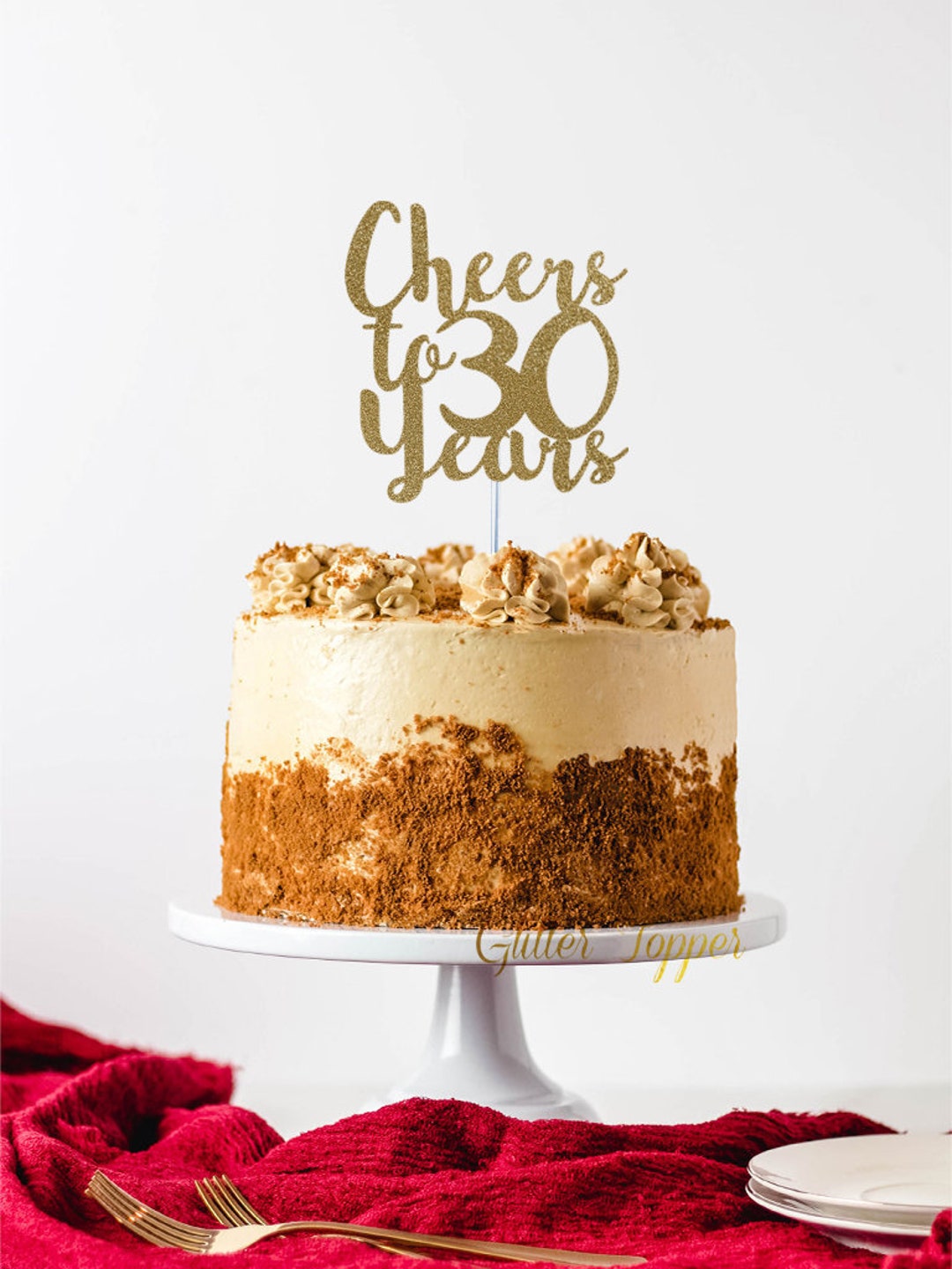cake topper - anniversaire - 30 ans - cheers - décoration - joyeux  anniversaire 