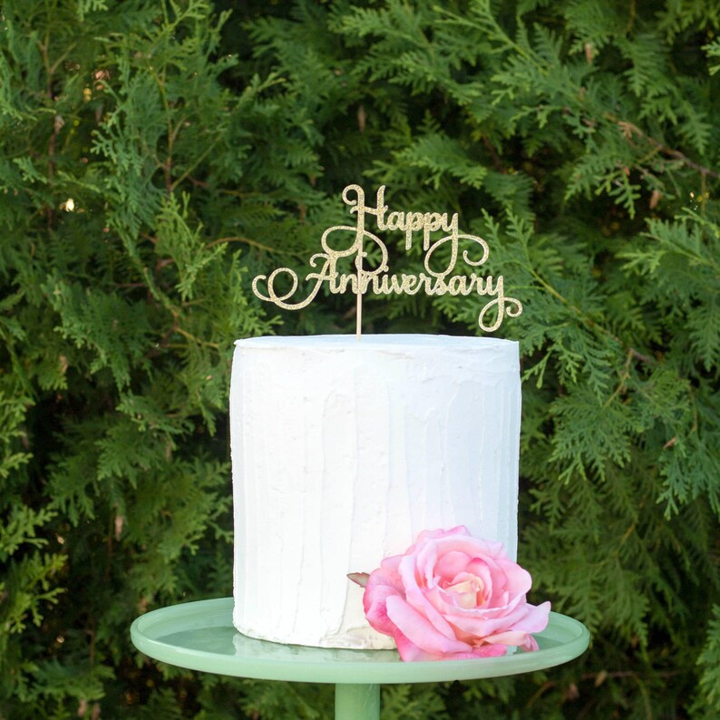 happy anniversary cake topper