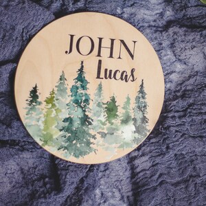 Wooden Boy Name Announcement Sign, Forest Wooden Sign,Baby Boy Name Sign, Personalized Baby Name Decor, Birth Stats, Nature Woods Sign