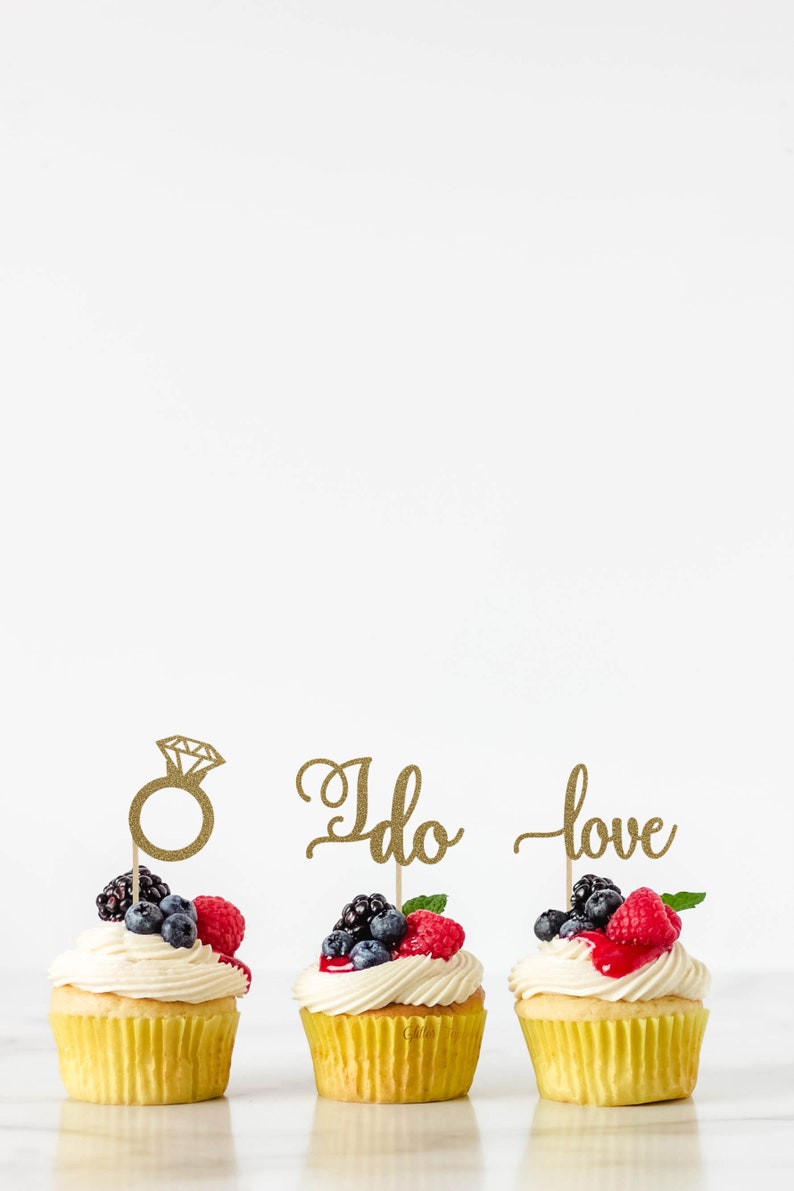 Engagement Cupcake Toppers Bridal Shower Cupcake Toppers Etsy
