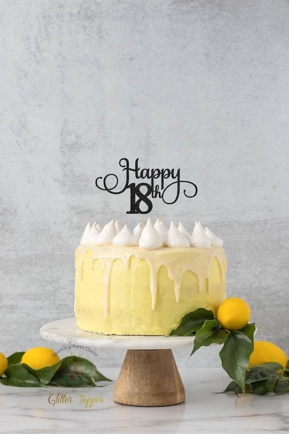 Cake Topper 18 Ans - Décoration Gâteau "Happy Birthday" Noir Et Or 15x15 Cm | Anniversaire Chic Homme Ou Femme - 3