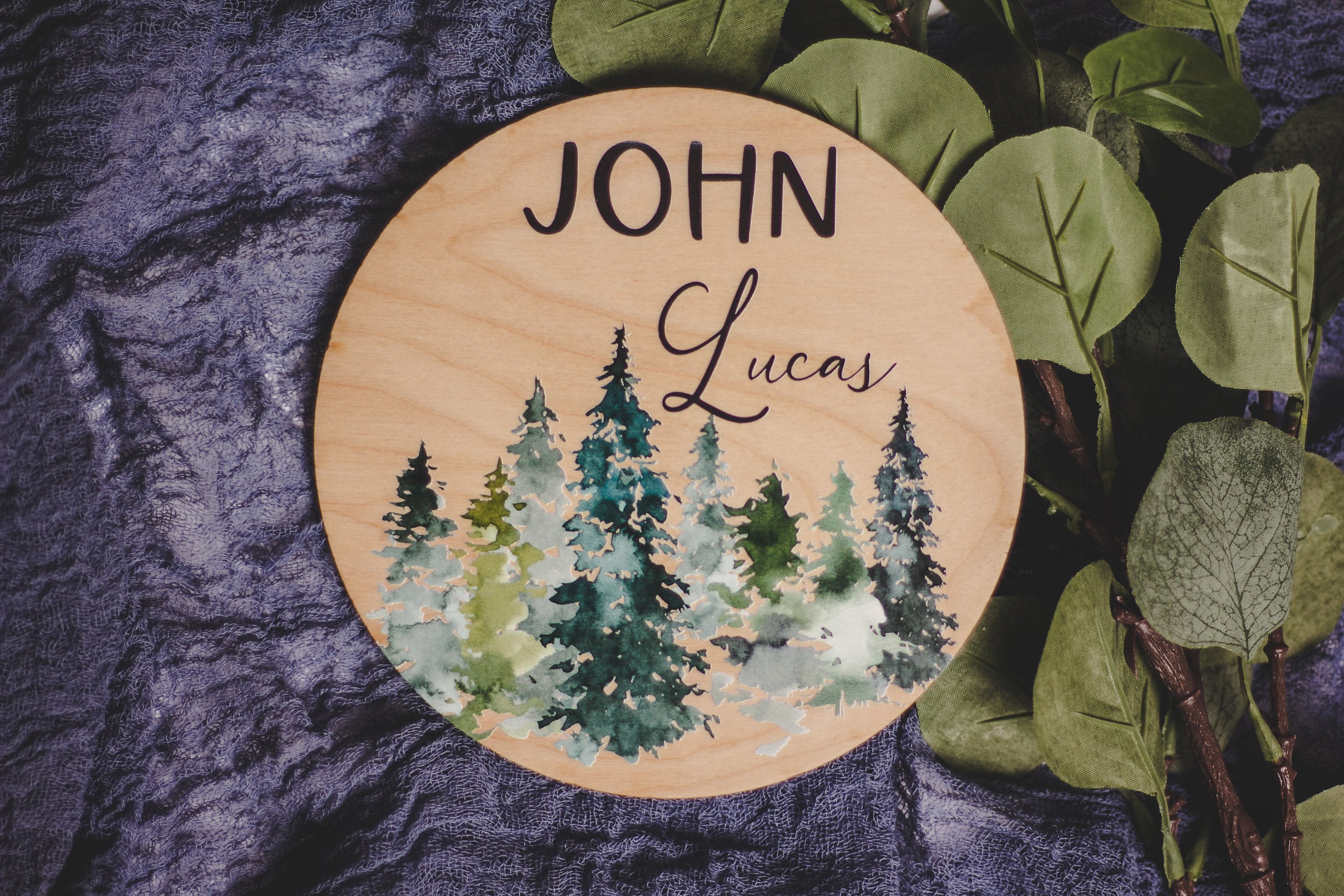 Wooden Boy Name Announcement Sign, Forest Wooden Sign,baby Boy Name ...