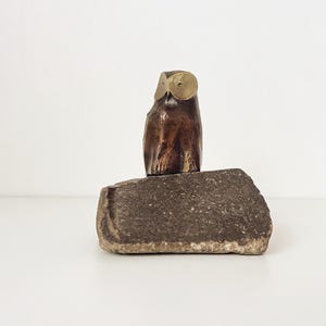 Mid Century Charles Reussner Bronze Owl Figurine . French Artist Signed Sculpture . Limited Edition Collectible Art