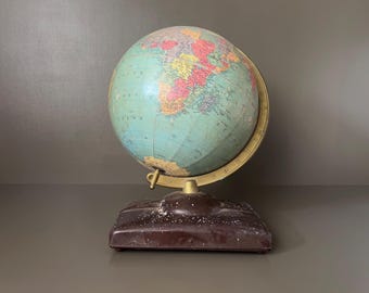 Mid Century 10" Repogle World Desk Globe: 1950s Office Decor Collectible Globe