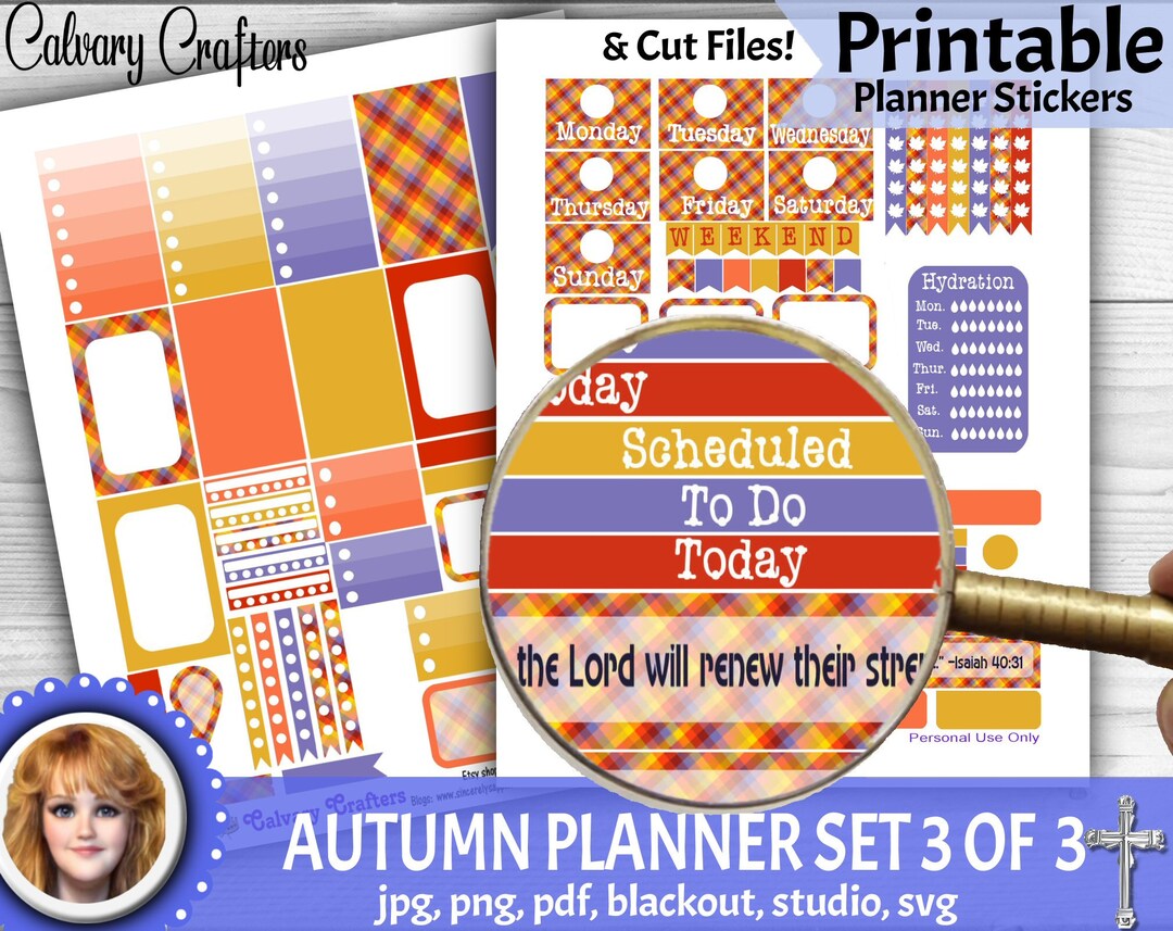 AUTUMN Planner Stickers PRINTABLE CUT Files Set 2 of 3 - Etsy