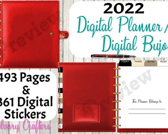 2022 Digital Planner, Digital Bullet Journal, Red, Christian, Customizable, Dated Undated Pages, Good Notes, Xodo, Charts, Lists, Bujo, Plan
