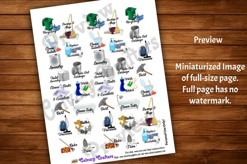 CHORES Assorted Chores PRINTABLE Planner Stickers CUT Files - Etsy