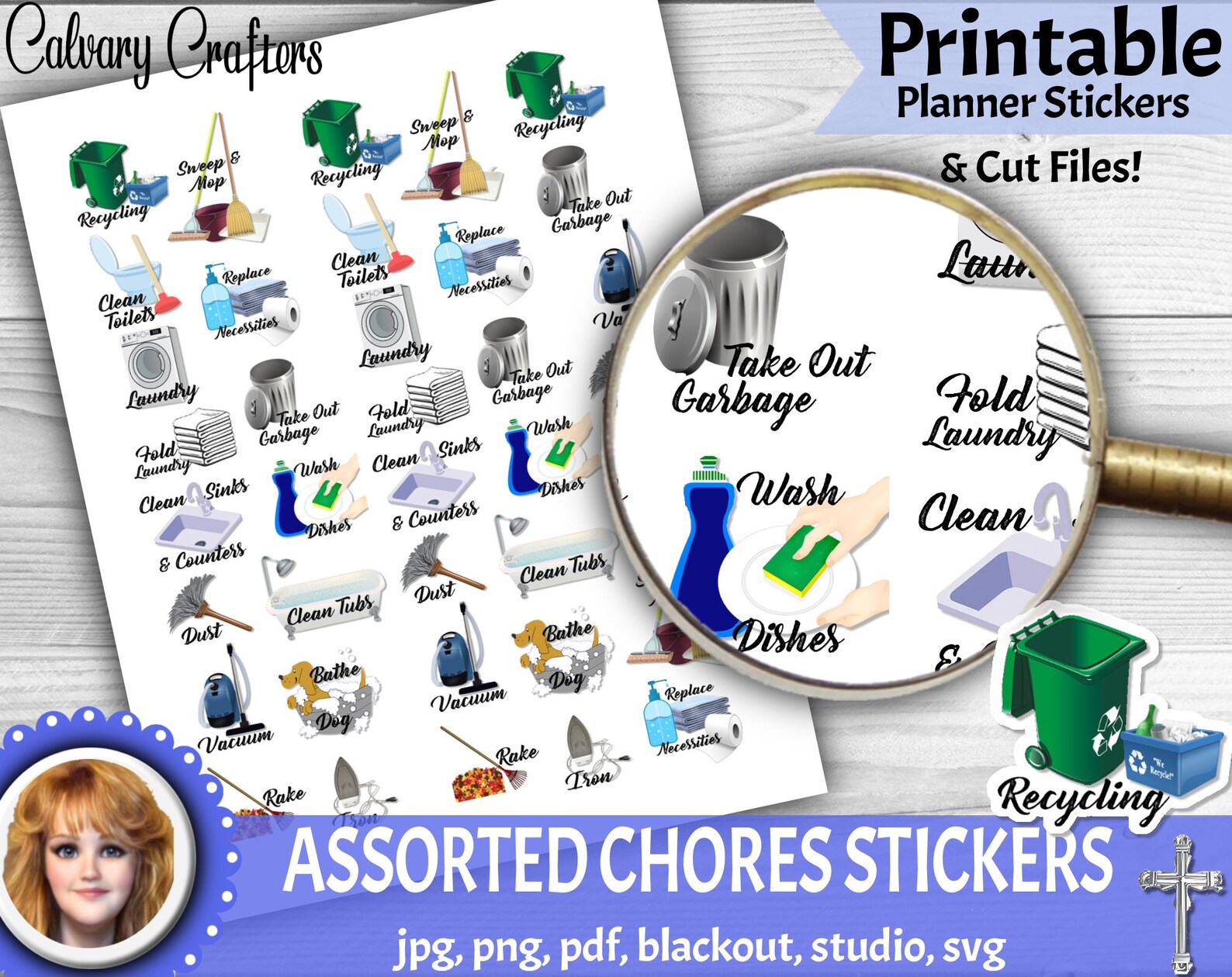 CHORES Assorted Chores PRINTABLE Planner Stickers CUT Files - Etsy