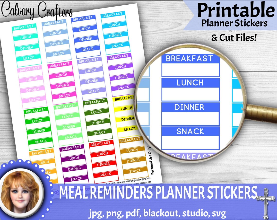 Meal Reminders PRINTABLE Planner Stickers CUT Files Food - Etsy