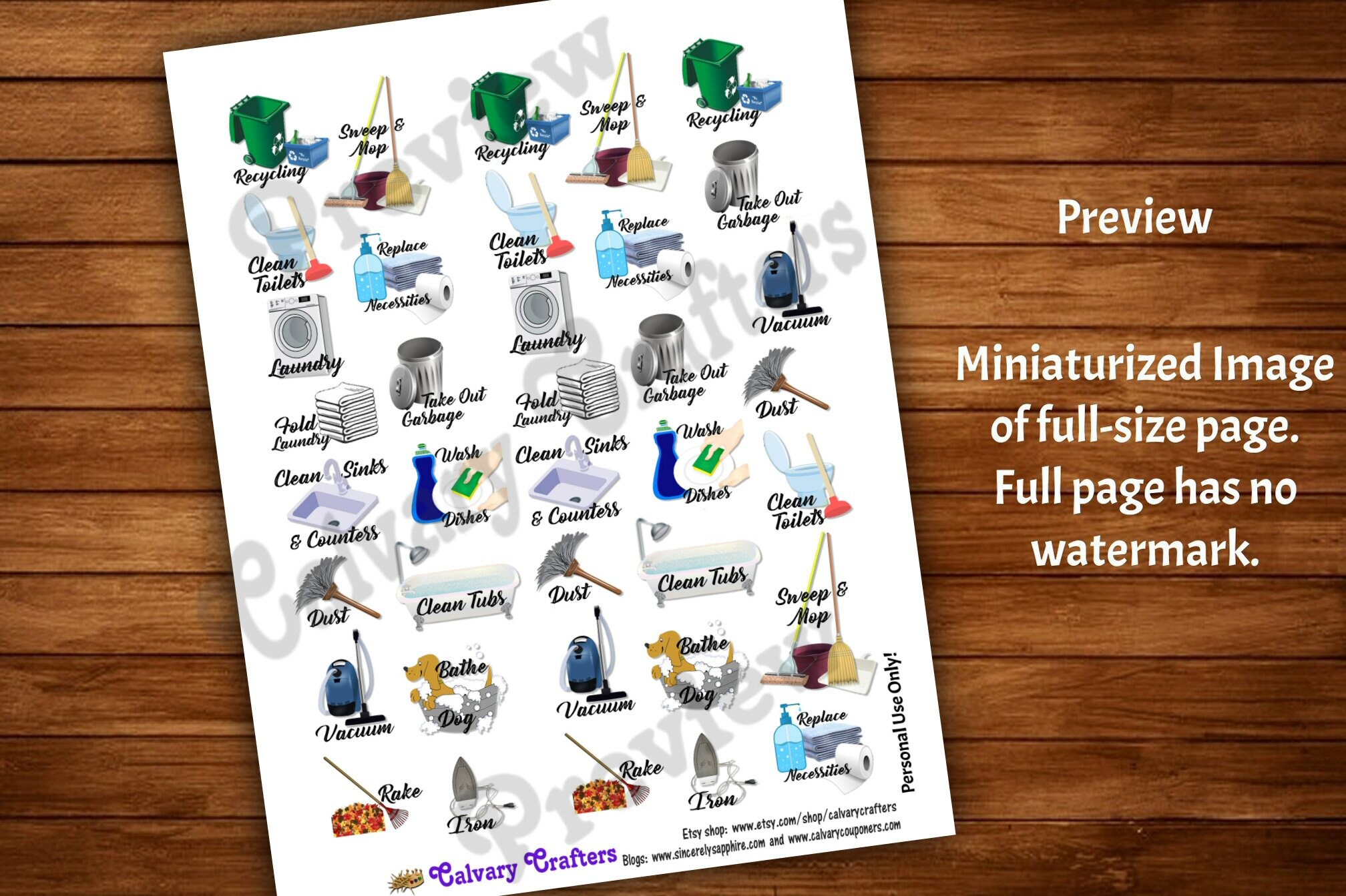 CHORES Assorted Chores PRINTABLE Planner Stickers CUT Files - Etsy
