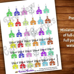 CHURCH PRINTABLE Planner Stickers, CUT Files, Classic Happy Planner ...