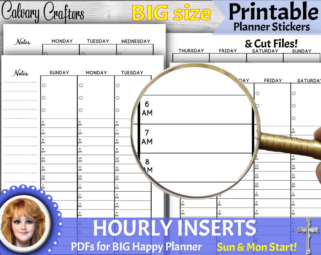 BIG Happy Planner HOURLY PRINTABLE Inserts Pages Style 2 Etsy